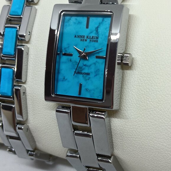 Anne Klein New York 12/7749TQST Women's 21x28mm Turquoise Watch & Bracelet Set - Picture 9 of 11